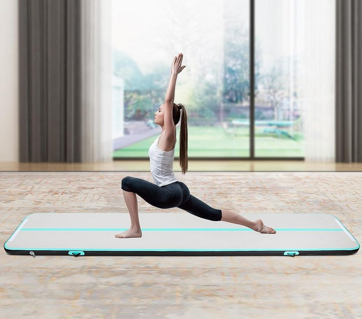 CNCEST 1*5m Gymnastikmatte Tumbling Matte 10CM Aufblasbare  mit Luftpumpe für Zuhause, im Freien, Yoga