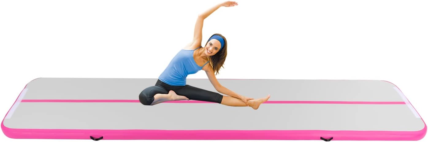 CNEST 1*4m Rosa aufblasbare Gymnastikmatte mit elektrischer Pumpe, 4inches Stärke PVC Tumbling Matte CNEST 1*4m Rosa aufblasbare Gymnastikmatte mit elektrischer Pumpe, 4inches Stärke PVC Tumbling Matte