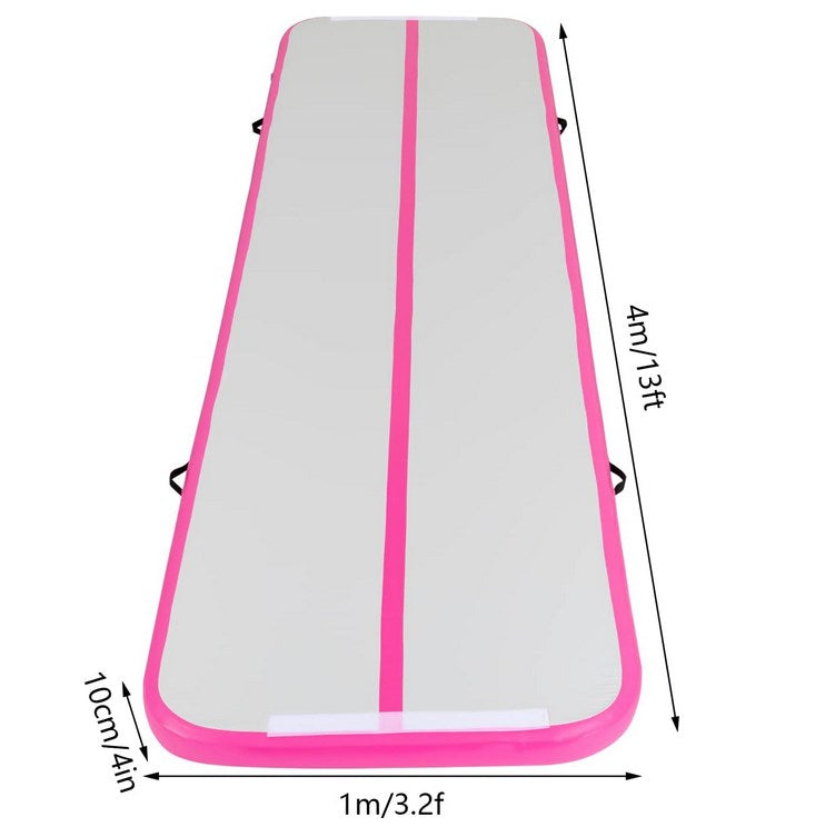 CNEST 1*4m Rosa aufblasbare Gymnastikmatte mit elektrischer Pumpe, 4inches Stärke PVC Tumbling Matte