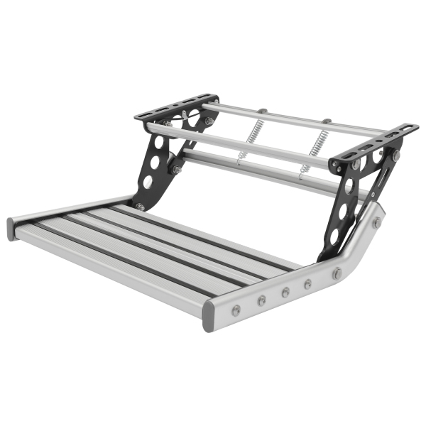 Klappbare Wohnmobil-Stufe, Wohnmobil-Camper-Stufe, manuelle Wohnmobil-Stufe mit LED-Licht für Wohnmobile, Camper, Wohnwagen