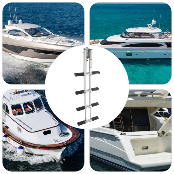 Teleskopleiter für Boote, Teleskopleiter aus Edelstahl, 4-stufige Bootsleiter für Boote, Yachten Teleskopleiter für Boote, Teleskopleiter aus Edelstahl, 4-stufige Bootsleiter für Boote, Yachten