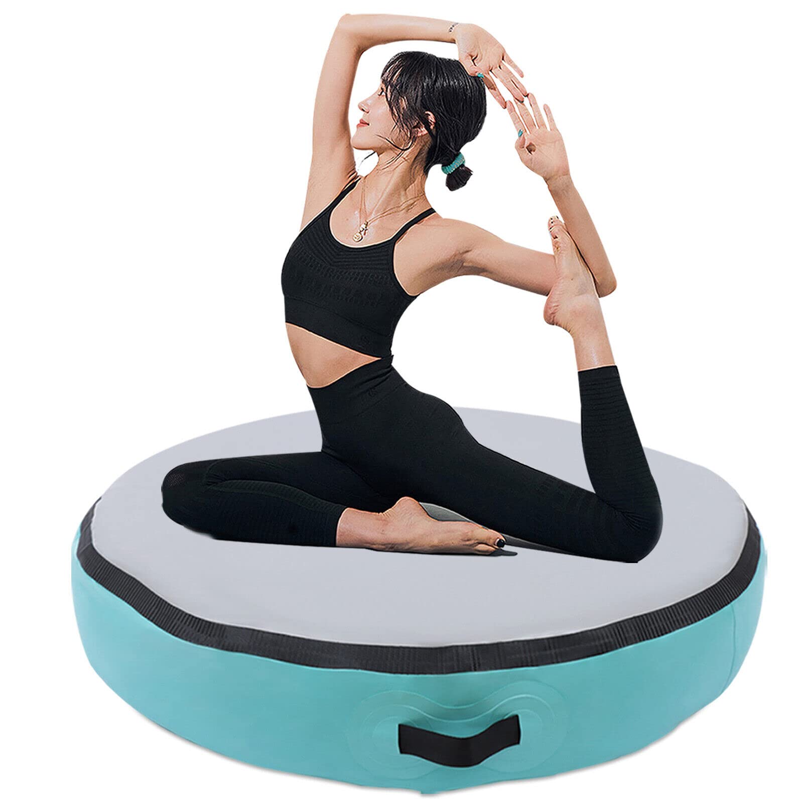 Aufblasbare Gymnastik Tumbling Matten PVC Runde Yoga Stuhlmatte Turnmatte Gymnastikmatte Tranningsmatte mit Luftpumpe