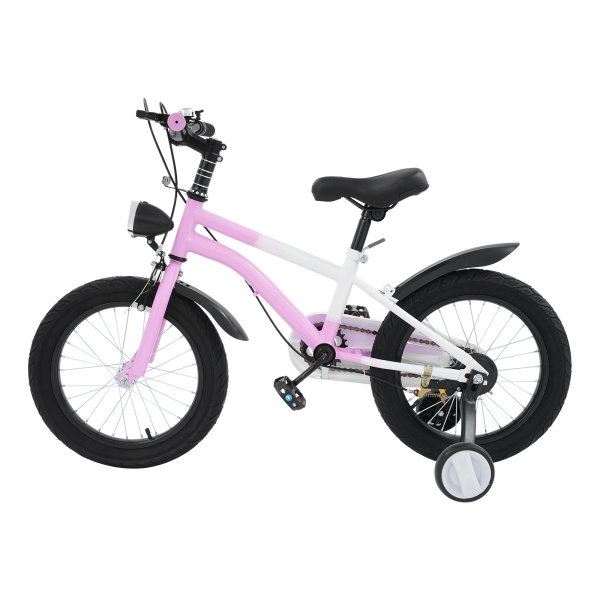16-Zoll-Kinderfahrrad mit Licht und Stützrädern für Kinder von 106–135 cm Größe und 5–8 Jahren – Pink