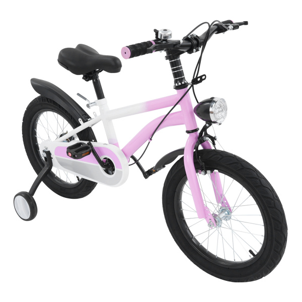 16-Zoll-Kinderfahrrad mit Licht und Stützrädern für Kinder von 106–135 cm Größe und 5–8 Jahren – Pink