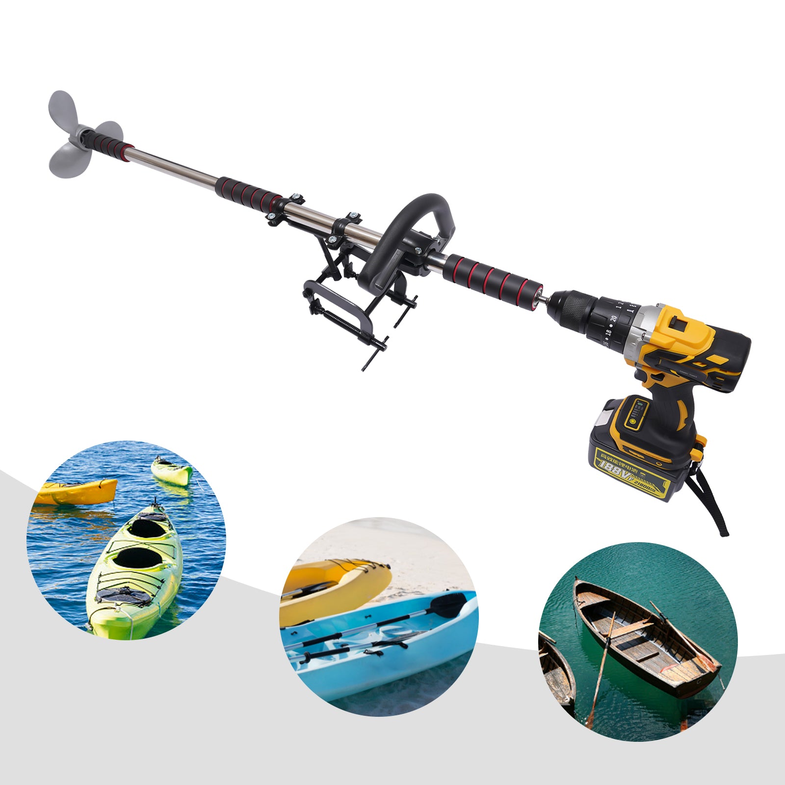 Elektrischer Trolling Motor mit Batterieanzeige
