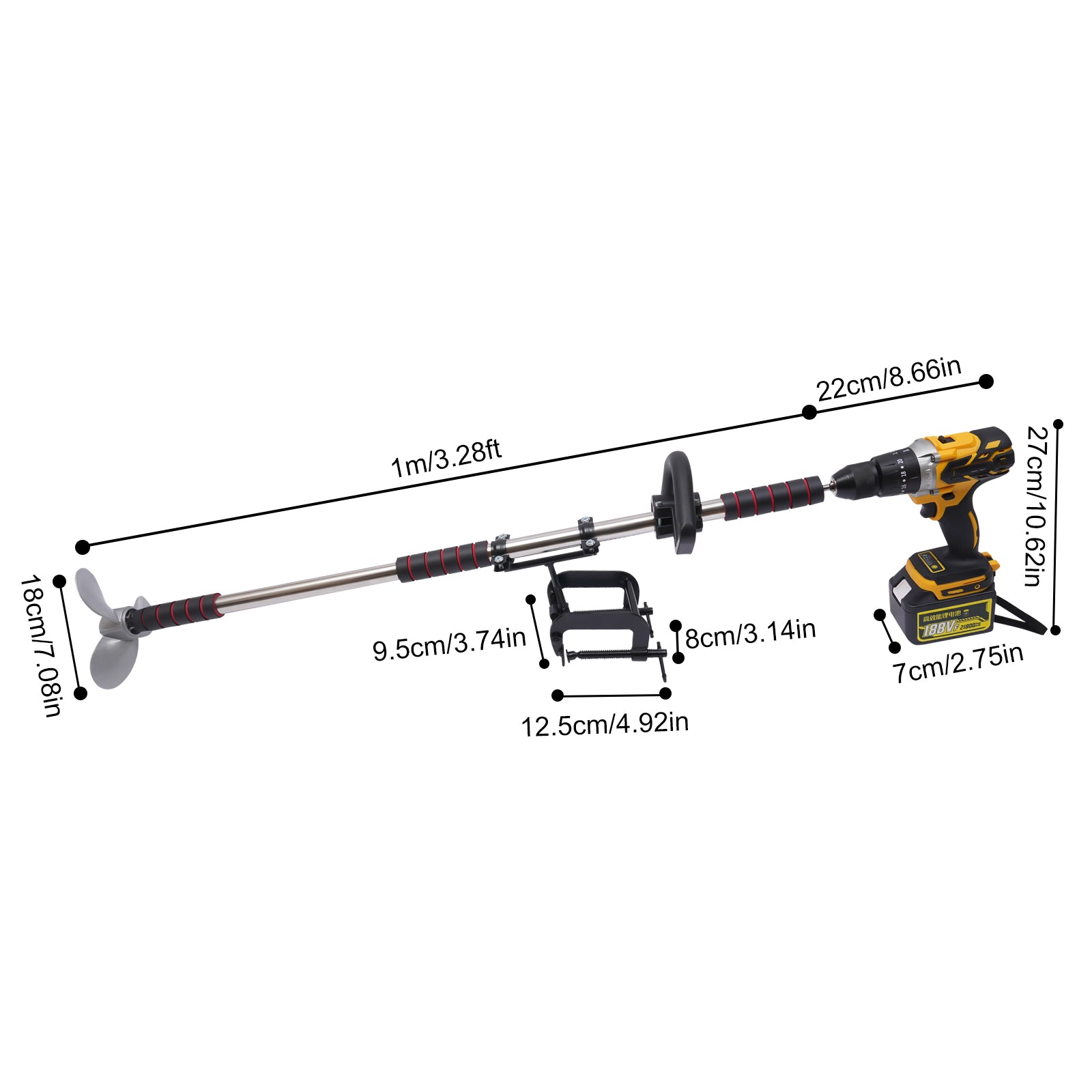 Elektrischer Trolling Motor mit Batterieanzeige