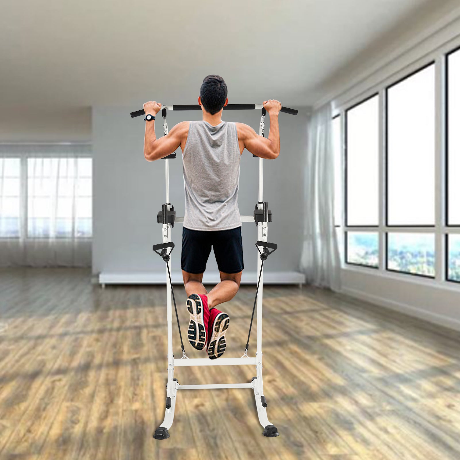 Klimmzugstange Pull UP Kraftstation für Das Heim-Fitnessstudio, Belastbarkeit bis zu 150kg (Weiß)