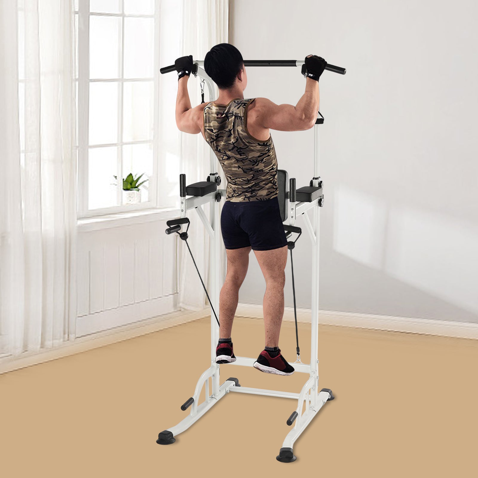 Klimmzugstange Pull UP Kraftstation für Das Heim-Fitnessstudio, Belastbarkeit bis zu 150kg (Weiß)