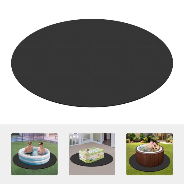 Runde, 196 cm x 12 mm große, isolierende EVA-Badewannenmatte – schwarz