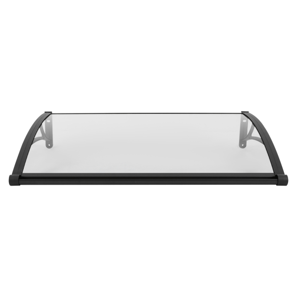 84 × 120 cm Regenschutzbogen für Haustüren, Regenschutzbogen für den Außenbereich – Schwarze Halterung + transparenter Schutzbogen