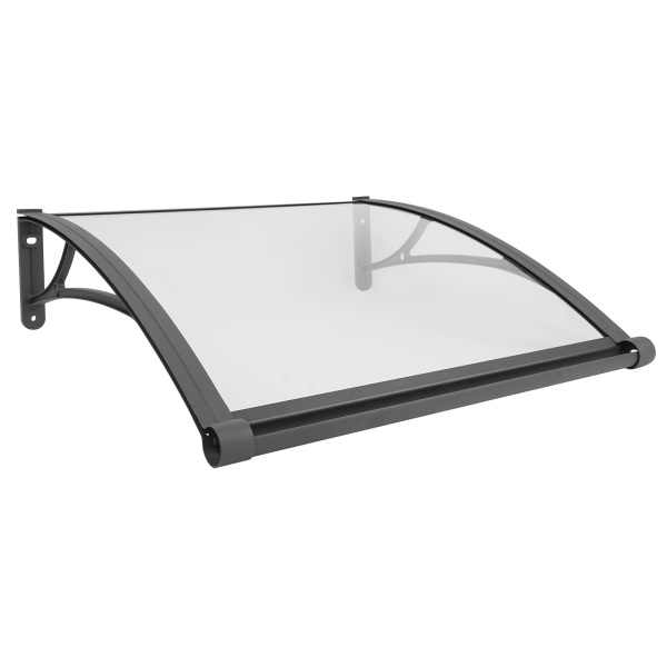 80×80 cm Fenster-/Türmarkise, Außenfenstermarkise, große Spülbecken-/Fenstermarkise – graue Halterung + transparenter Schutzdach 80×80 cm Fenster-/Türmarkise, Außenfenstermarkise, große Spülbecken-/Fenstermarkise – graue Halterung + transparenter Schutzdach