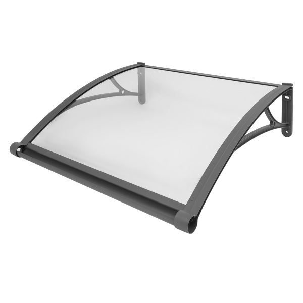80×80 cm Fenster-/Türmarkise, Außenfenstermarkise, große Spülbecken-/Fenstermarkise – graue Halterung + transparenter Schutzdach 80×80 cm Fenster-/Türmarkise, Außenfenstermarkise, große Spülbecken-/Fenstermarkise – graue Halterung + transparenter Schutzdach