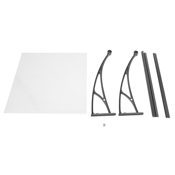80×80 cm Fenster-/Türmarkise, Außenfenstermarkise, große Spülbecken-/Fenstermarkise – graue Halterung + transparenter Schutzdach