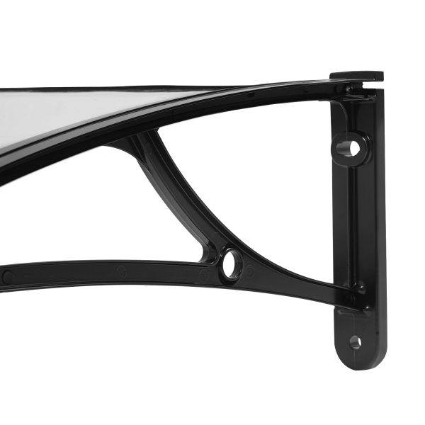80×80 cm Fenster-/Türmarkise, Außenfenstermarkise, große Spülbecken-Fenstermarkise – schwarze Halterung + transparenter Schutzdach