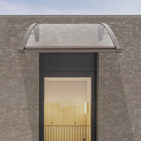 80×80 cm Fenster-/Türmarkise, Außenfenstermarkise, große Spülbecken-Fenstermarkise – braune Halterung + transparenter Schutzdach 80×80 cm Fenster-/Türmarkise, Außenfenstermarkise, große Spülbecken-Fenstermarkise – braune Halterung + transparenter Schutzdach