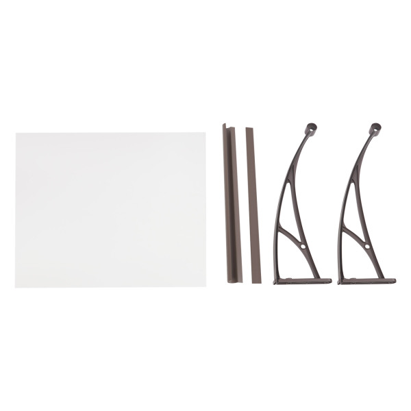 80×80 cm Fenster-/Türmarkise, Außenfenstermarkise, große Spülbecken-Fenstermarkise – braune Halterung + transparenter Schutzdach 80×80 cm Fenster-/Türmarkise, Außenfenstermarkise, große Spülbecken-Fenstermarkise – braune Halterung + transparenter Schutzdach