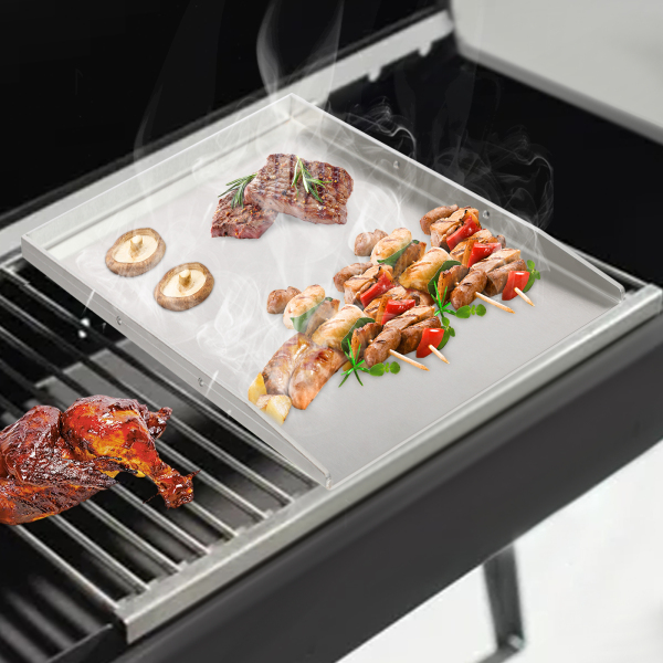44,5 x 26 cm Edelstahlgrill, Grillplatte, universelles BBQ-Grilltablett für den Heimgebrauch, Grillläden und -stände