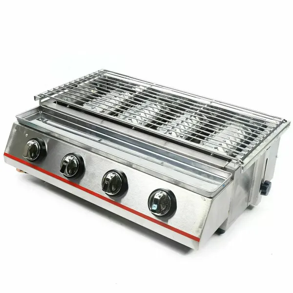 4 Brenner Gasgrill Rauchfreie Tischplatte Grillofen Rostfreier Stahl