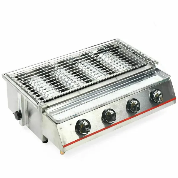 4 Brenner Gasgrill Rauchfreie Tischplatte Grillofen Rostfreier Stahl