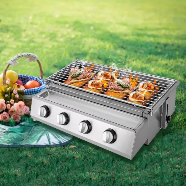 4 Brenner Gasgrill Rauchfreie Tischplatte Grillofen Rostfreier Stahl 4 Brenner Gasgrill Rauchfreie Tischplatte Grillofen Rostfreier Stahl