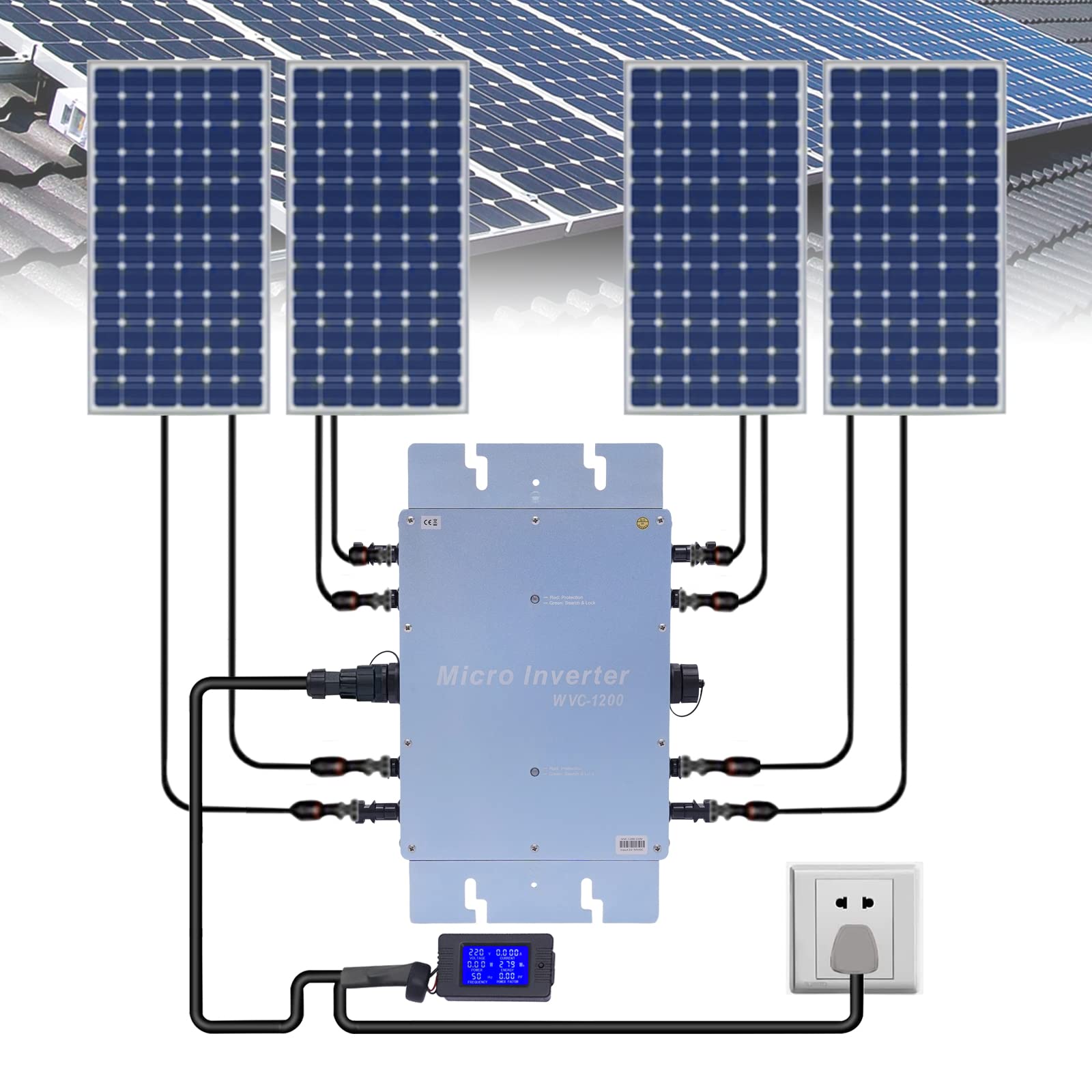 1200W Solar Grid Tie Micro Inverter Netzbinder Wechselrichter 220V Mikrowechselrichter  IP65