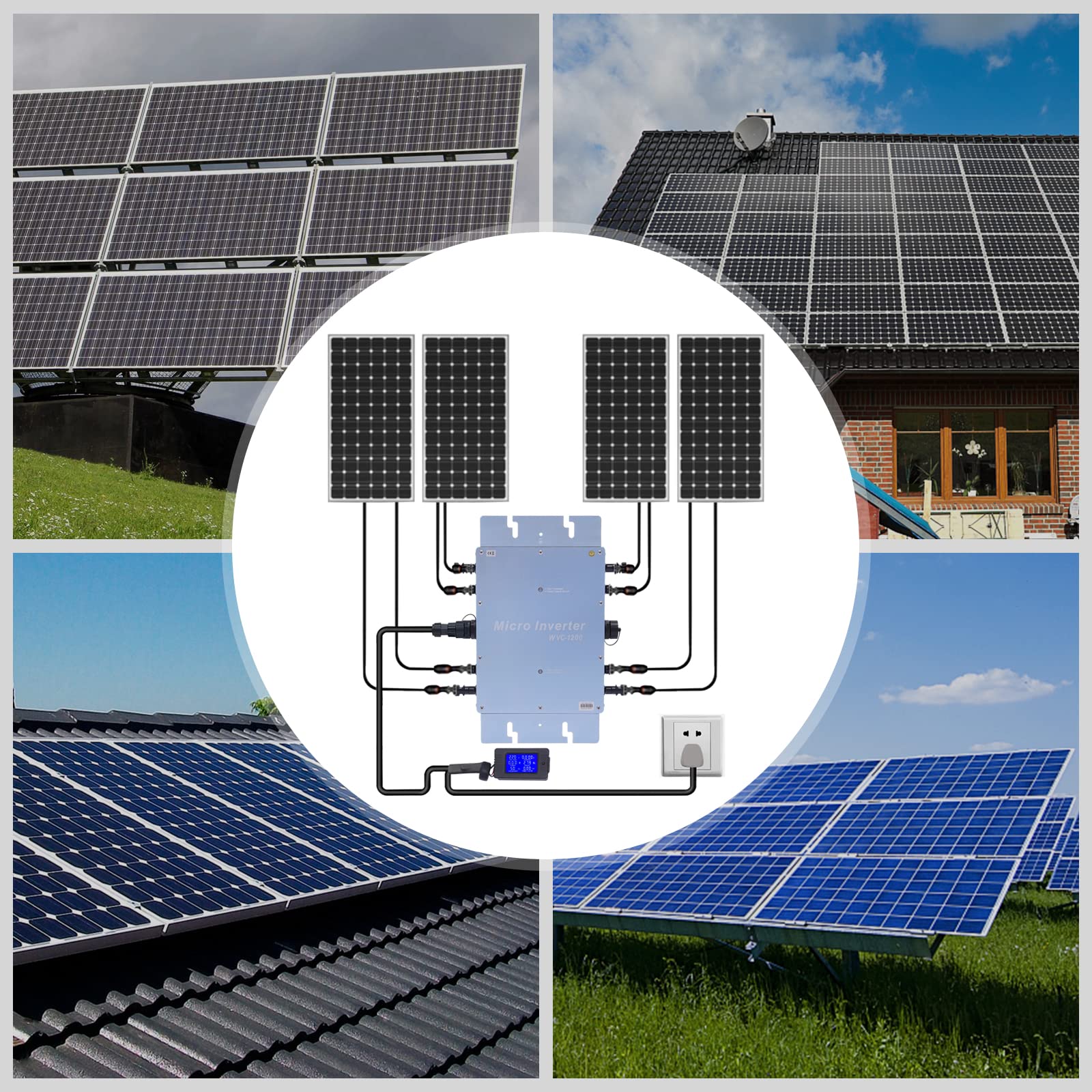 1200W Solar Grid Tie Micro Inverter Netzbinder Wechselrichter 220V Mikrowechselrichter  IP65