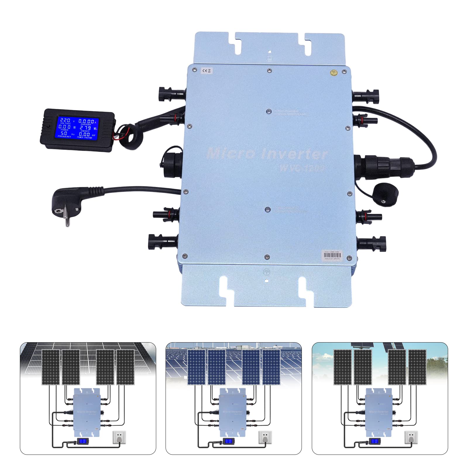 1200W Solar Grid Tie Micro Inverter Netzbinder Wechselrichter 220V Mikrowechselrichter  IP65