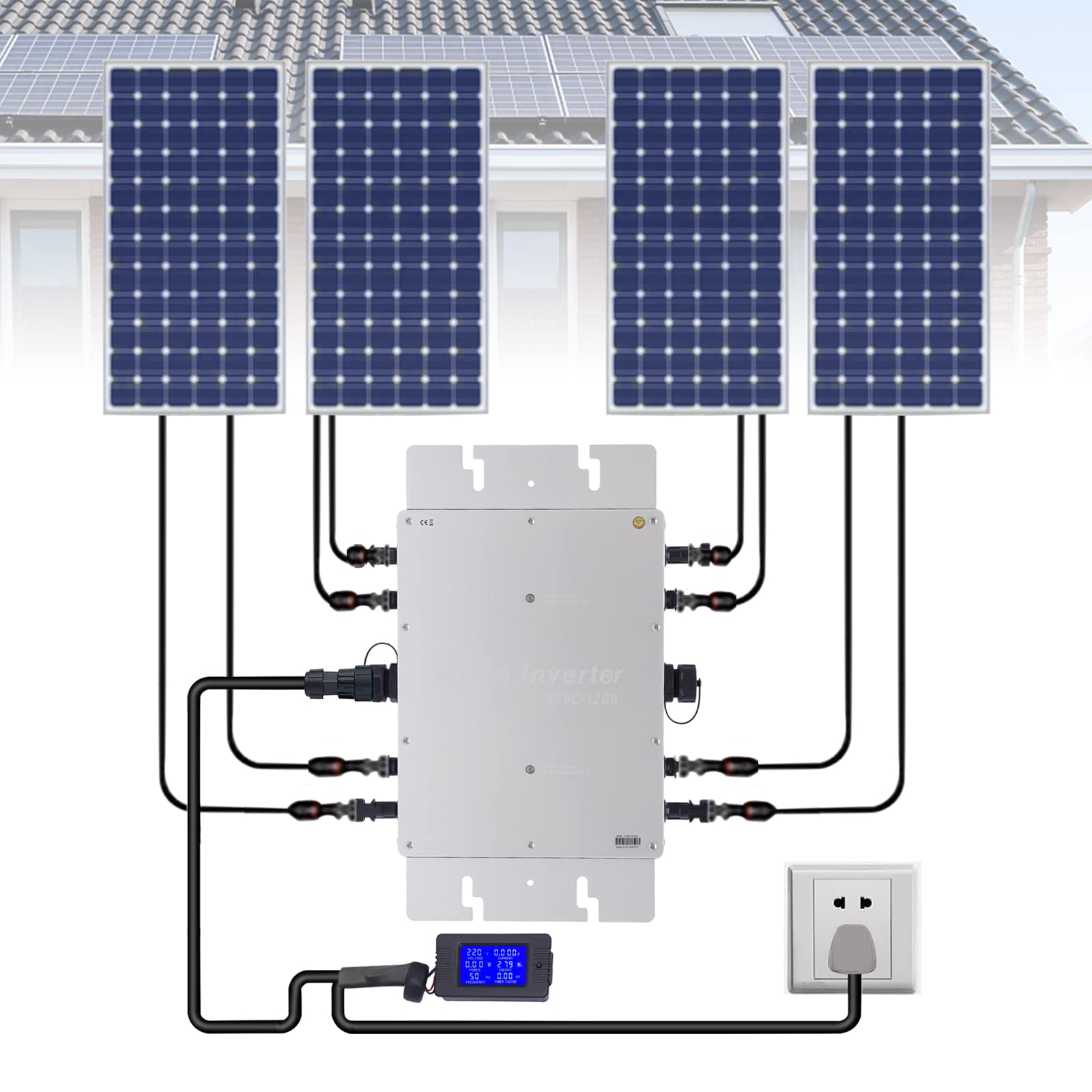 CNCEST 1200W Solar Grid Tie Micro Inverter Netzbinder Wechselrichter 220V Solar Mikrowechselrichter IP65