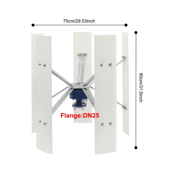 H5 Blatt-Vertikale Windturbine-12V 100W 5-Blatt-Windturbinengenerator, Windturbine mit vertikaler Achse