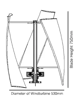 CNCEST Windgenerator Power-Turbine Vertikal 3-Klinge mit Regler 24V 400W Vertikale Windgenerator