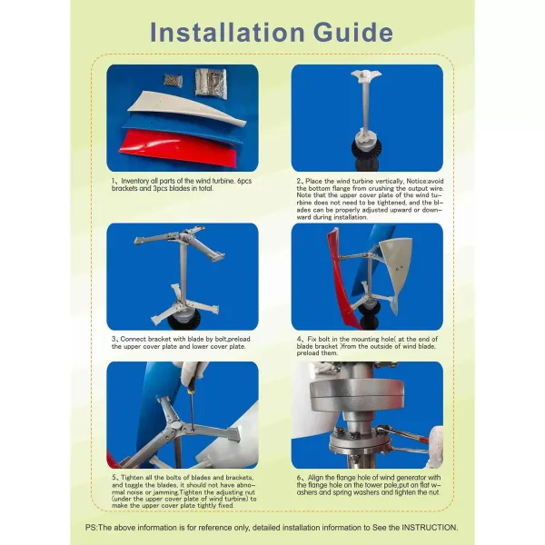 CNCEST Windgenerator Power-Turbine Vertikal 3-Klinge mit Regler 24V 400W Vertikale Windgenerator