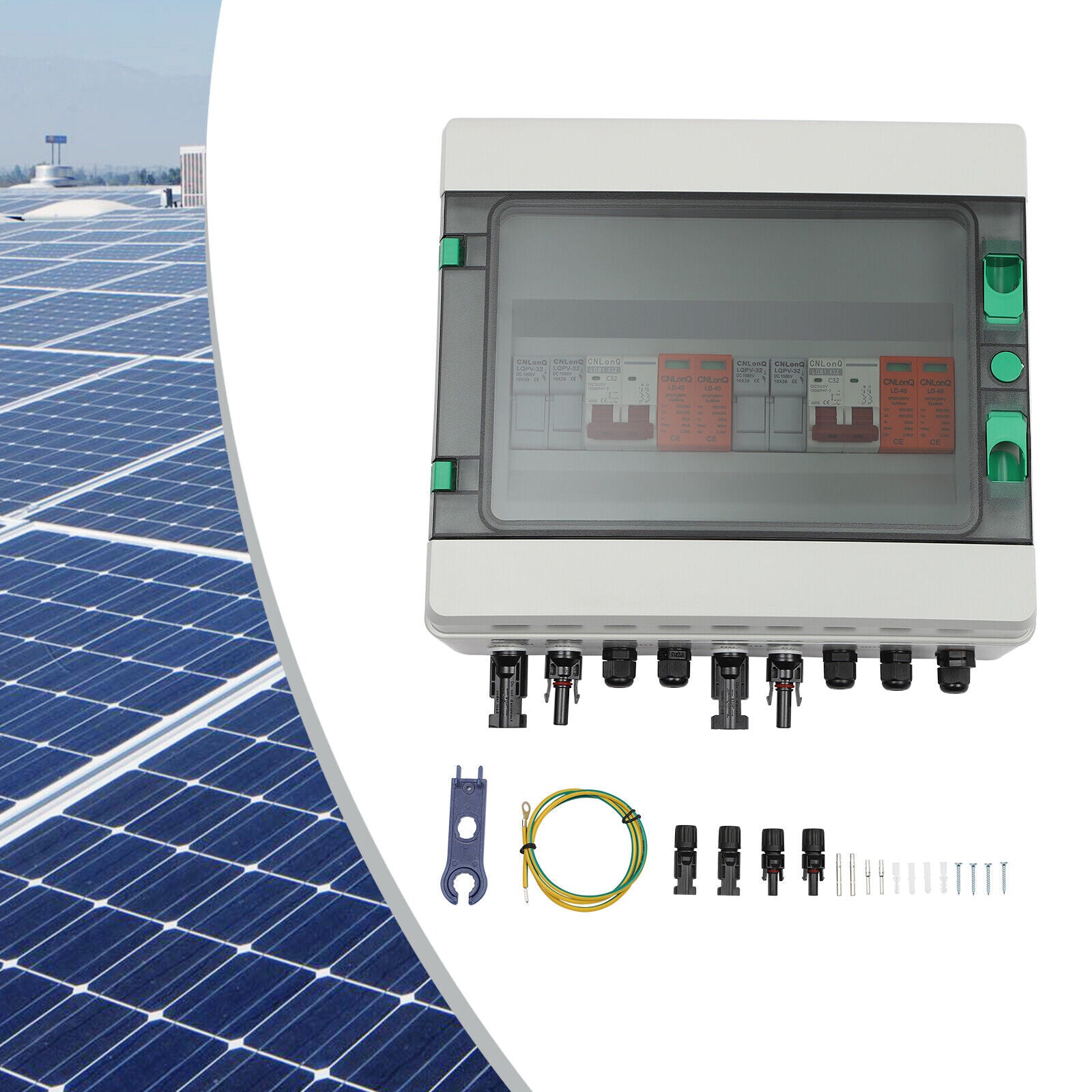 500V Solar PV Kombinator Anlage Anschlusskasten Box Solarpanel 32A 2 Strings
