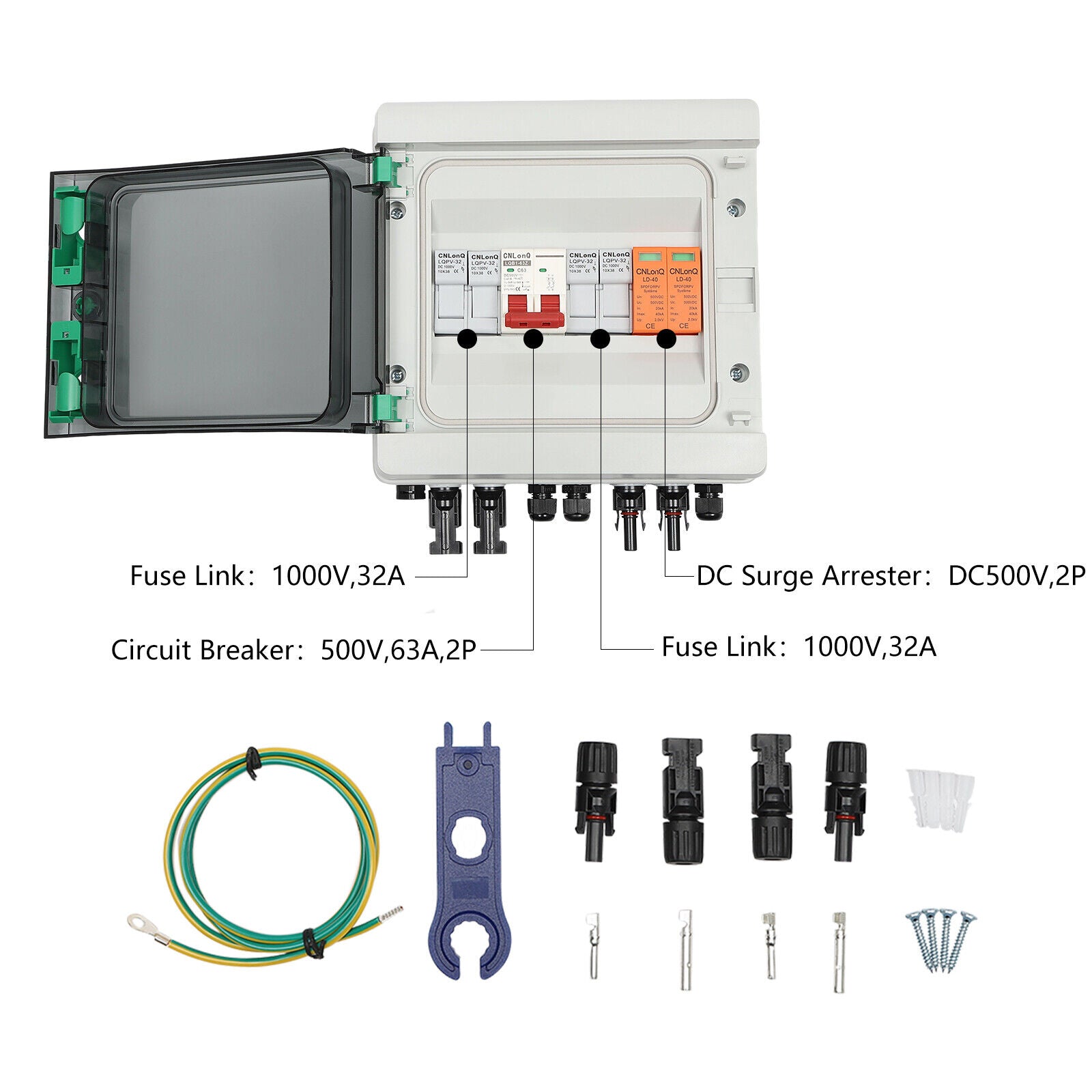 500V Solar PV Kombinator Anlage Anschlusskasten Box Solarpanel 32A 2 Strings 500V Solar PV Kombinator Anlage Anschlusskasten Box Solarpanel 32A 2 Strings