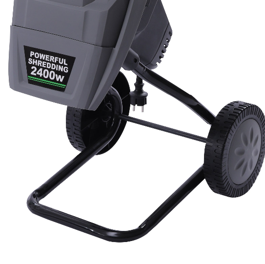 Elektrischer Holzhäcksler, 2400W Walzenhäcksler, doppelschneidiges Schneidmesser, 50 Liter Auffangsack, Laubmulcher für Rasen/Garten