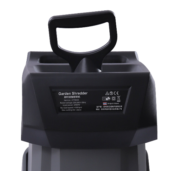 Elektrischer Holzhäcksler, 2400W Walzenhäcksler, doppelschneidiges Schneidmesser, 50 Liter Auffangsack, Laubmulcher für Rasen/Garten