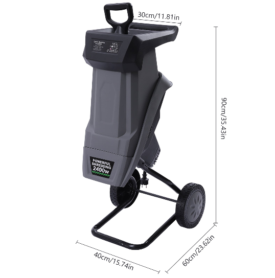 Elektrischer Holzhäcksler, 2400W Walzenhäcksler, doppelschneidiges Schneidmesser, 50 Liter Auffangsack, Laubmulcher für Rasen/Garten