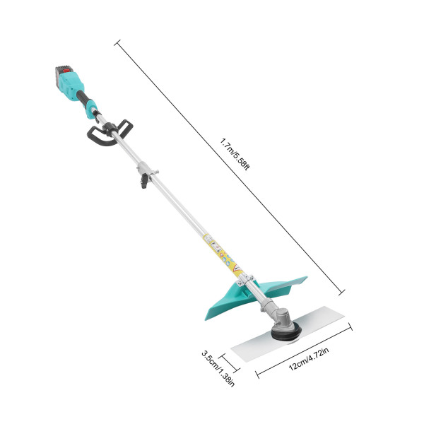 Rasentrimmer mit Akku Elektro Rasentrimmer Schnurlos Mit Rädern und Armlehne, 24 V / 6Ah Lithiumbatterie, 1300 W Motorleistung
