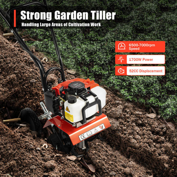 52CC 2 Takt Motor 1,9KW Arbeitsbreite 35cm  Profi Benzin Gartenfräse