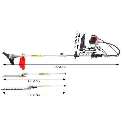 Benzin-Bürstenschneider 4-in-1 Multitool 43 cc Professionelle Trageriemen Heckenschere Kombination System Bürstenschneider 2-Takt Test Top