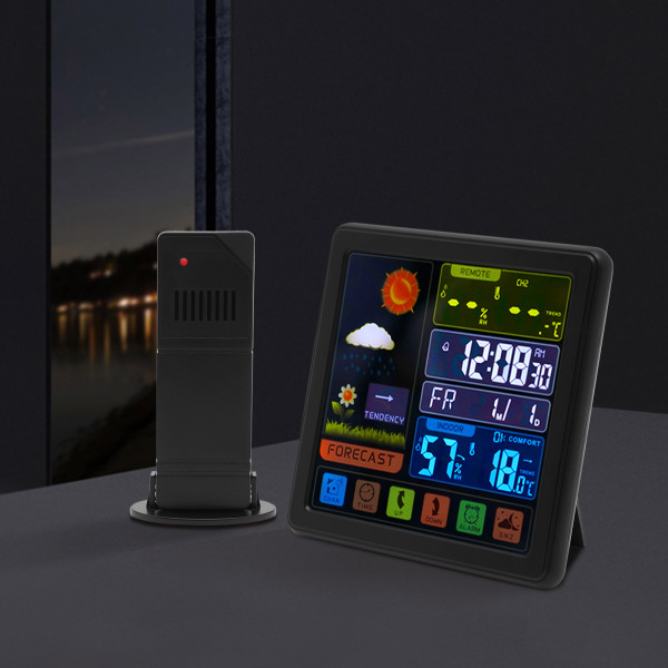 Wetterstation Thermometer Kabelloser Temperatur- und Feuchtigkeitsmonitor mit batteriebetriebenem Sensor