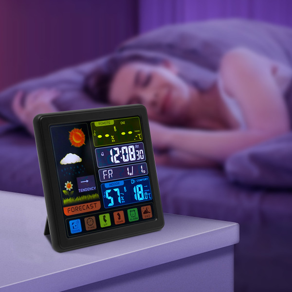 Wetterstation Thermometer Kabelloser Temperatur- und Feuchtigkeitsmonitor mit batteriebetriebenem Sensor