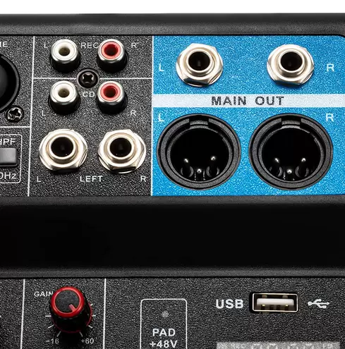 Mini Audio DJ-Mixer Live Mischpult Bluetooth 5-Kanal Stereo-Live-DJ-Audio-Mixer mit USB and Audio Interface