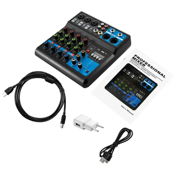 Mini Audio DJ-Mixer Live Mischpult Bluetooth 5-Kanal Stereo-Live-DJ-Audio-Mixer mit USB and Audio Interface