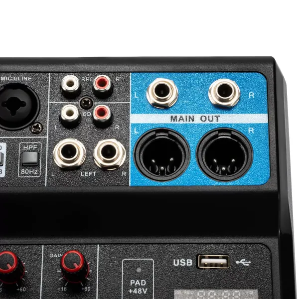 Mini Audio DJ-Mixer Live Mischpult Bluetooth 5-Kanal Stereo-Live-DJ-Audio-Mixer mit USB and Audio Interface