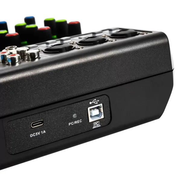 Mini Audio DJ-Mixer Live Mischpult Bluetooth 5-Kanal Stereo-Live-DJ-Audio-Mixer mit USB and Audio Interface