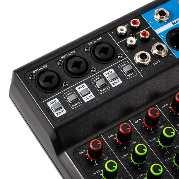Mini Audio DJ-Mixer Live Mischpult Bluetooth 5-Kanal Stereo-Live-DJ-Audio-Mixer mit USB and Audio Interface