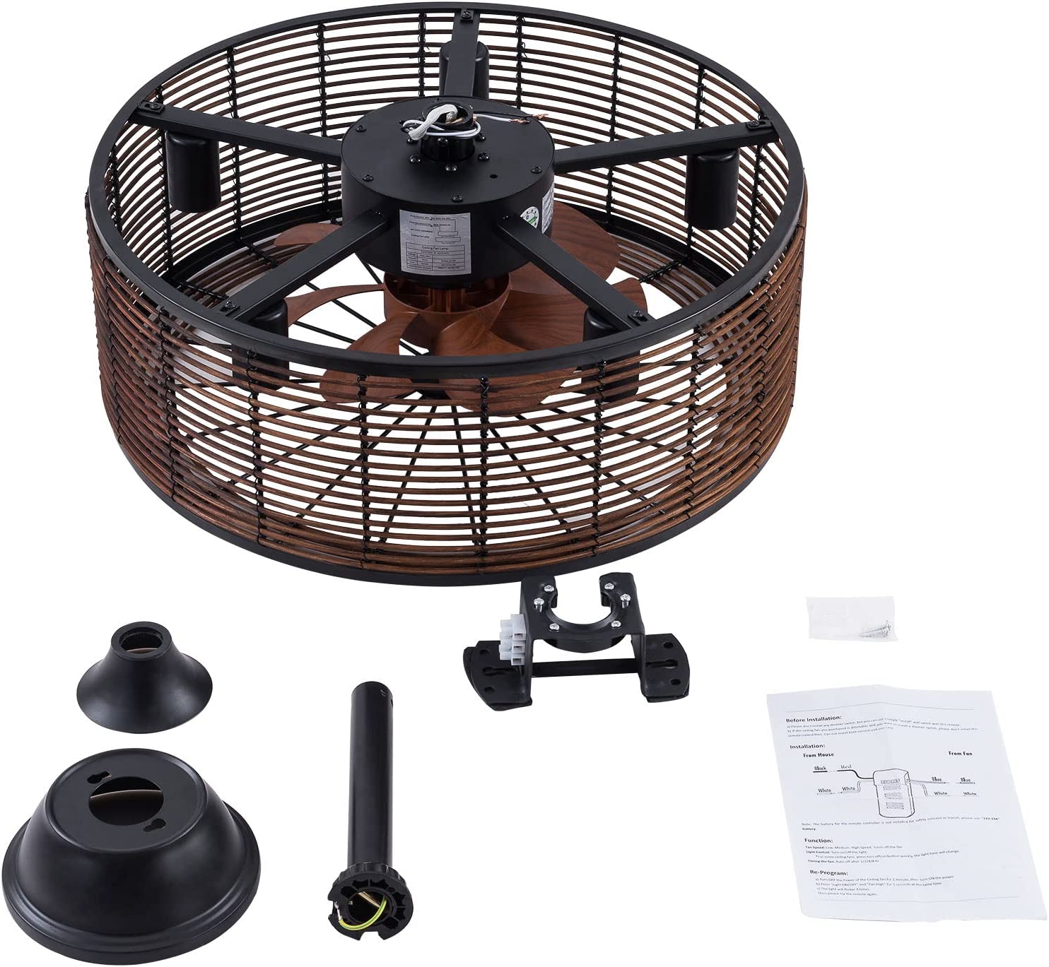 Deckenventilator Mit Beleuchtung E27 Leuchtmittel Retro-Ventilator Mit Fernbedienung